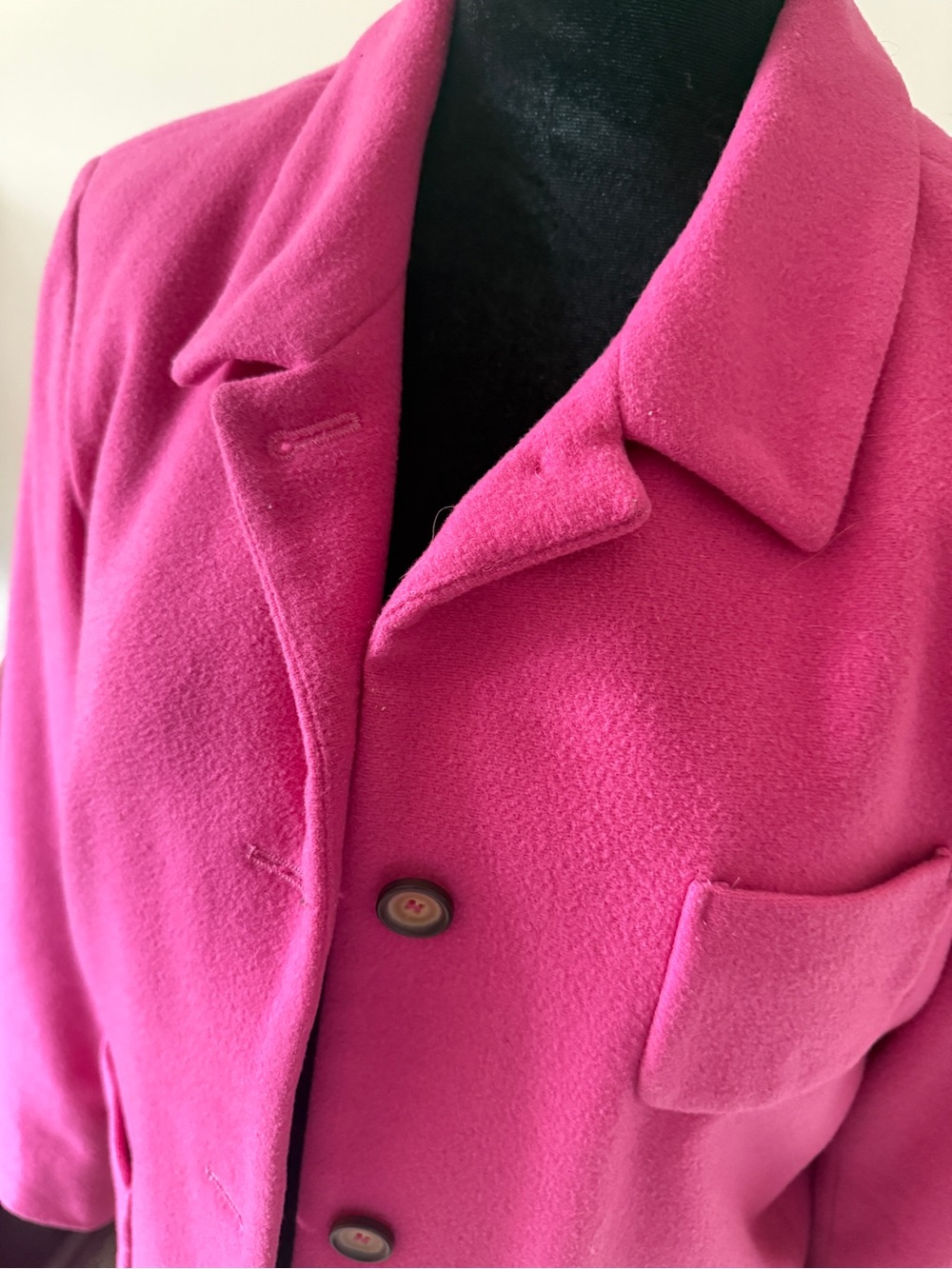Harve Benard Hot Pink Tailored Wool-Blend Button Front Jacket - Picture 3 of 4